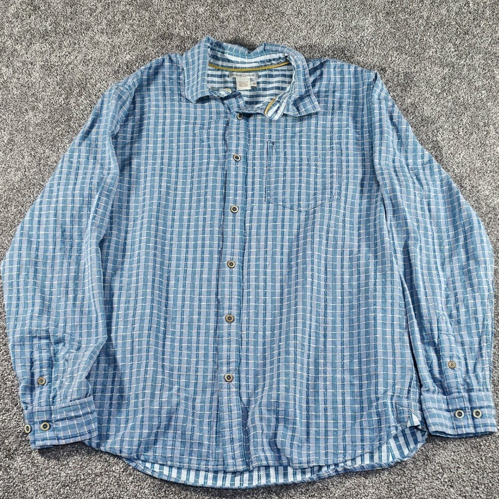 Carbon2Cobalt Button Up Shirt Mens M Blue Plaid Textured Dobby‎ Cotton 133491